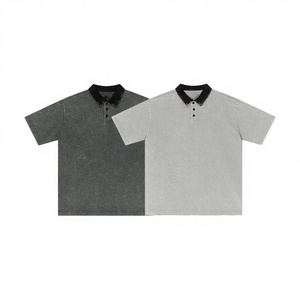 Camiseta de Golf de Alta Calidad, 100% Algodón Tejido, Estilo Vintage, con Logotipo Bordado Personalizado, 285 g/m², Lavado Ácido, Tallas Estadounidenses, Formal, Oversize - Product Image 1