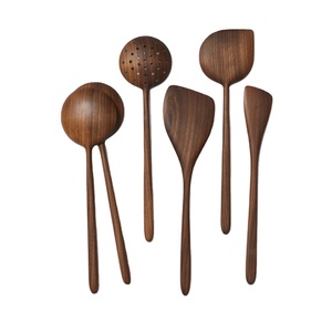 Handcrafted Wooden Salad Server Set Premium Black Walnut Cooking Utensils <b>Serving</b> <b>Spoons</b> For Modern Kitchen Decor And Wedding - Product Image 1
