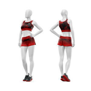 Conjunto Deportivo de Dos Piezas con Top Deportivo Estampado Personalizado y Pantalones Cortos a Juego, Transpirable, de Spandex y Poliéster, para Yoga y Entrenamiento - Product Image 4