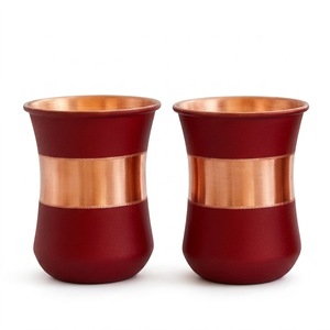 Verres à vin sans pied en cuivre pur, martelés à la main, en forme de baril, sans poignée, pour cocktails Moscow Mule, pour bar. - Product Image 5