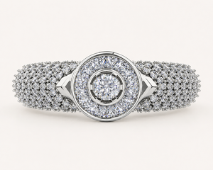 Anillo de Compromiso Clásico con Halo de Diamantes Cultivados en Laboratorio, Chapado en Rodio, Oro Blanco, Certificado IGI, Banda Brillante con Pavé para Propuesta de Matrimonio - Product Image 5