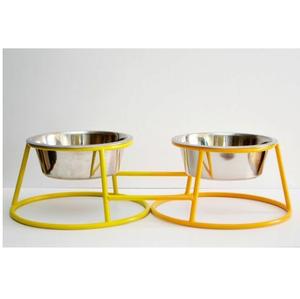 Simple Design Double round <b>Dog</b> Feeding <b>Bowls</b> with Iron <b>Stand</b> Durable Steel <b>Bowls</b> for Cats Low Price Manufacturer in India - Product Image 1