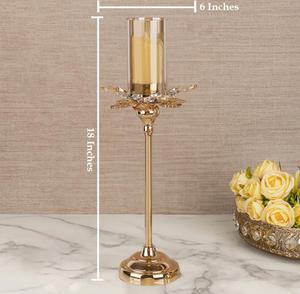 Candelabro de Metal Dorado con Detalles de Cristal, Forma Cilíndrica, Decoración para el Hogar, Diseño sin Llama - Product Image 3
