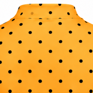 T-shirt à manches courtes pour femme, col montant, à pois orange doré, coupe ajustée, extensible, imprimé, décontracté, vêtement d'été tendance - Product Image 4