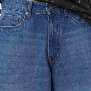 Pantalones Cortos de Mezclilla para Hombre, Estilo Urbano Informal para Fin de Semana, Lavado Índigo Desgastado, Look Clásico, 100% Algodón, Cintura Alta con Cierre de Cordón - Product Image 5