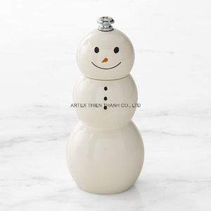 Wholesale High Quality Christmas Snowman Wooden Salt <b>Grinder</b> <b>Pepper</b> Mill Lacquer Finish Elegant New Design - Product Image 1