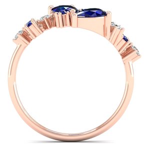 แหวนทองคำแท้ 14K ประดับมอสซาไนต์และพลอยไพลินสีน้ำเงิน 1 กะรัต สำหรับผู้หญิง คุณภาพสูง ออกแบบโดย REYES - Product Image 4