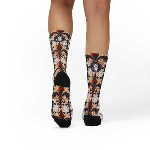Custom Geometric Design <b>Socks</b> With <b>White</b> Stripes Knitted Cotton Breathable <b>Men's</b> Summer Daily Wear Regular Style <b>Socks</b> - Product Image 3