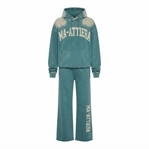 Conjunto de Sudadera con Capucha Extra Grande y Pantalones Anchos de Felpa para Mujer, Ropa Deportiva Informal de Algodón, OEM ODM - Product Image 4