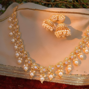 <b>Pearl</b> Kan Chain Jhumki Earrings-Fine <b>Jewelry</b> <b>Set</b> 10574634WH - Product Image 3
