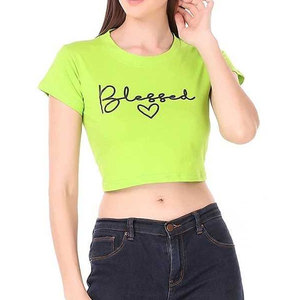 Top Corto Ligero de Moda, Diseño de Primera Calidad, Transpirable, Ajustado, Cuello Redondo, Manga Corta, con Logotipo Personalizado Estampado para Mujer - Product Image 4