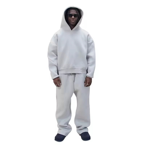 Survêtement décontracté surdimensionné pour homme, personnalisé, en coton 100% écologique, grande taille, style streetwear ample, avec sweat à capuche zippé et pantalon large – Vente en gros - Product Image 4