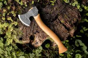 ขวานเหล็กคาร์บอนตีขึ้นรูปด้วยมือ STEEL CRAFT INTERNATIONAL ด้ามไม้แอชวูด CRAFT CAVER แบบแบน - Product Image 2