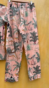 Womens Pure Cotton Block Print Pajamas, Green Floral Pj's, Indian Print Pajama Set <b>Unique</b> <b>Gift</b> <b>For</b> <b>Her</b> - Product Image 3