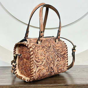 Personalized Hand Tooled Leather Small Speedy Duffle <b>Bag</b> <b>for</b> Men's & Women's Genuine Leather High Quality Mini Outdoor Duffel - Product Image 4