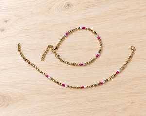 Bracelet Bohème Multicolore Shan India en Perles Dorées avec Chaîne d'Extension Dorée et Fermoir Mousqueton, Perles d'Imitation, Sans Plomb, Cadmium ni Azo - Product Image 2