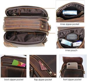 Sac messager de luxe léger en cuir véritable pour hommes et femmes, mallette professionnelle marron pour ordinateur portable avec bandoulière réglable - Product Image 3