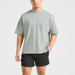 T-shirt surdimensionné personnalisé pour homme 100 % coton, col côtelé de luxe, épaules tombantes, streetwear, tee-shirt vierge de haute qualité, coupe carrée - Product Image 3