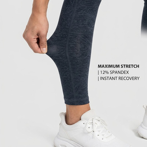 High Waist <b>Seamless</b> <b>Leggings</b> Full Length Solid Color Sporty Stretch Knitted Women's <b>Leggings</b> With 12% Spandex - Product Image 5