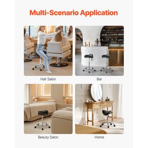 Sgabello Ergonomico Girevole con Capacità di Carico 450 LBS, in Pelle PU, con Ruote e Altezza Regolabile, per Salone - Product Image 3