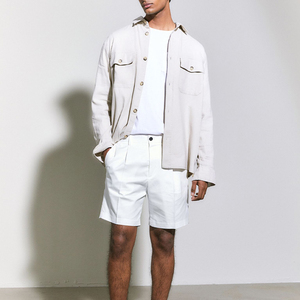 Shorts de basketball en toile pour homme, coupe classique, avec deux poches latérales profondes, style hip-hop, anti-plis, vintage, en coton uni, mi-longueur, pour l'été - Product Image 2