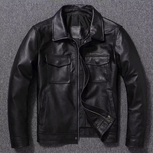 Dernière Veste en Cuir Véritable Noire de Qualité Supérieure, Design Personnalisé, Style Streetwear, pour Homme - Product Image 3