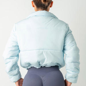 Chaqueta acolchada corta de invierno para mujer, cuello alto, estilo boxy, parka acolchada, gruesa, cálida, cortavientos, tipo burbuja - Product Image 3