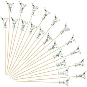 Cure-dents fantaisie en bambou de 4,7 po - 300 pièces - Piques à cocktail Martini - Fournitures de fête - Brochettes décoratives pour fruits - Pour soirées Martini - Product Image 1