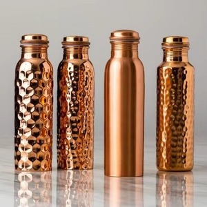 Made in India Ayurvedic Pure <b>Copper</b> Water <b>Bottles</b> for Health <b>Drinking</b> Set Hammered Shiny Finish Pitcher - Product Image 2
