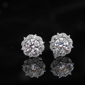 925 Sterling <b>Silver</b> Moissanite <b>Stud</b> Earrings Gift For Her Anniversary & Wedding - Product Image 3