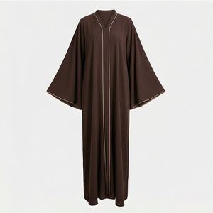 2025 OEM Kimono Abaya pour femmes musulmanes, en tissu polyester épais, doux et très extensible, col en V, manches longues, pour fêtes, Ramadan, mariages - Product Image 1