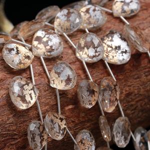 AAA 24K hoja de oro cristal doblete forma de corazón cuentas 13-18mm 10 pulgadas Briolette corte hecho de piedra natural - Product Image 4