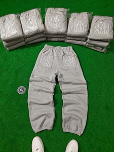 New Design Relaxed Fit <b>Oversized</b> Cuffed Sweatpants Men Haidergrey Color Embroidery Heavyweight Baggy Sweatpants Raw Hem <b>Joggers</b> - Product Image 5