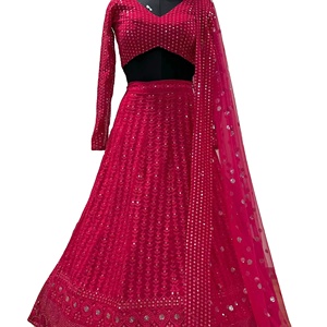 Último diseñador Faux Georgette bordado secuencia trabajo Lehenga Choli por Fab Zone - Product Image 1