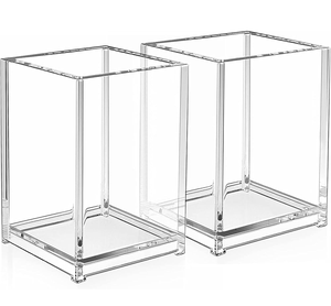 Support à stylos en acrylique transparent en gros, étui à crayons carré moderne, organisateur de bureau écologique en acrylique transparent, porte-stylos - Product Image 3
