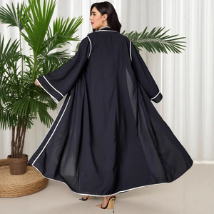 Cárdigan Abierto de Manga Corta para Mujer, Talla Grande, Estilo Árabe, Cárdigan Abierto de Manga Larga, Elegante, a la Moda, Talla Grande, Tela de Poliéster - Product Image 3