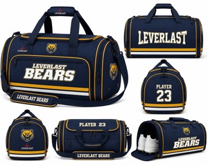 Custom Logo Geometric Pattern Unisex Sports <b>Duffel</b> <b>Bag</b> Polyester Zipper Closure Adjustable Strap 40-55L Shoe Compartment Fitness - Product Image 6