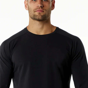 Men's solid color crew neck <b>white</b> long-sleeved casual loose versatile T-shirt, pure cotton high-quality streetwear shirts - Product Image 3