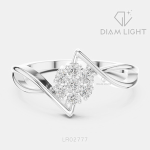 Bague de fiançailles en or blanc 14 carats avec diamant de laboratoire de 0,126 carat, couleur F+, clarté VS+, pavé rond, bague de fiançailles et de mariage certifiée IGI - Product Image 1