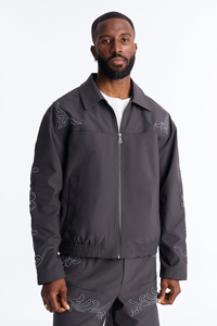 Men's <b>Grey</b> <b>Acid</b> <b>Wash</b> Solid Windbreaker <b>Tracksuit</b> Set Turn Collar Jacket Zip Pants Streetwear 100% Nylon Heavyweight Casual - Product Image 2