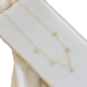 Collar con Colgante de Flor de Circonio Europeo Americano, Cadena de Hueso con Cierre de Oro Real de 14K, Collares con Colgante Elegantes y Versátiles - Product Image 5