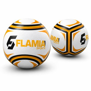 Balón de Fútbol Flamia Sports Ecológico con Cámara de Butilo, Blanco, Negro y Naranja, con Logotipo Impreso, Talla 5, para Interior, Alto Rendimiento - Product Image 2