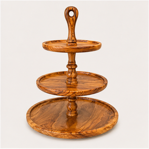 Premium Handcrafted 3 Tier Wooden <b>Cake</b> <b>Stand</b> Wood Tiered Serving Tray for Wedding Dessert Display and Farmhouse Kitchen Home - Product Image 1