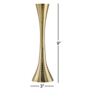 Élégant support de bougie conique doré avec finition texturée côtelée, design élégant en forme d'heure de nuit, parfait pour la décoration de maison de luxe et les événements. - Product Image 4