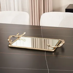 Bandeja Decorativa de Metal de Moda para Proyectos de Diseño de Interiores, Estilo de Hogar de Lujo, Diseño Zen Asiático, Florero de Mesa, Navidad - Product Image 4