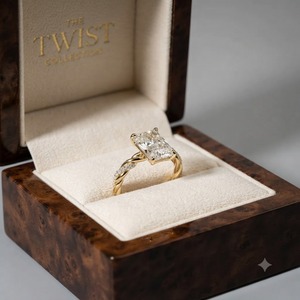 Bague de Fiançailles et de Promesse de Luxe en Or Massif 10K 14K 18K avec Diamant de Laboratoire Taille Coussin, Bijou Unique Fait Main Délicat - Product Image 6