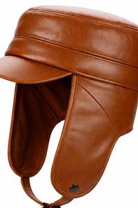 Luxury Cowhide Leather Winter Ear Flap Baseball Cap – Adjustable Cold Weather <b>Hat</b> - Product Image 3