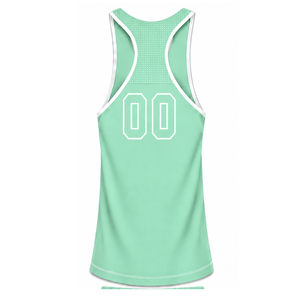 Mint Green White <b>Swim</b> Set Sleeveless Racerback Tank <b>Top</b> with Matching Shorts Lightweight Quick Dry Training Performance Swimwear - Product Image 4
