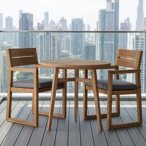 Modern Mid Century Outdoor <b>Bistro</b> Dining <b>Table</b> Set Weather Resistant Teak Wood Garden Furniture for Indoor/Outdoor Use - Product Image 6