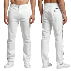 Pantalones de Lujo para Hombre, Corte Relajado, con Pedrería y Diseño Artístico de Cristales Glaciar, Estilo Moderno y Premium - Product Image 4